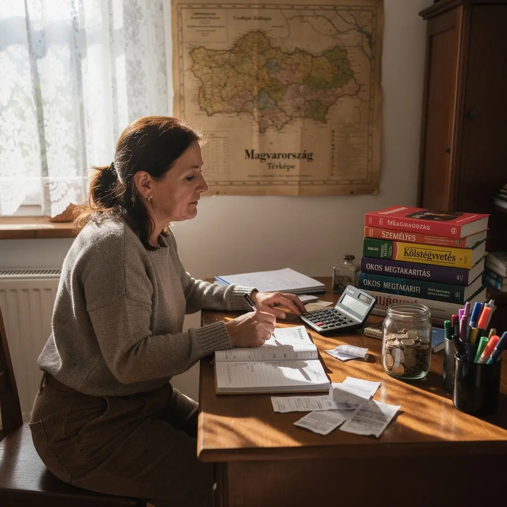 Kalkulátor és jegyzetek egy költségvetési terv elkészítéséhez.